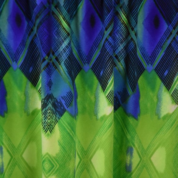 Maggy London size 6 Sleeveless Blue & Green Knee Length Lined Dress - Picture 4 of 10